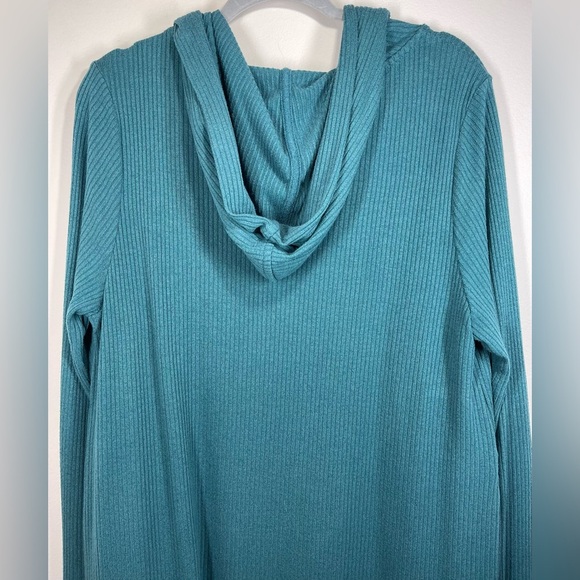 ATHLETA Women’s Pranayama Long Ribbed Hooded‎ Cardigan Teal Size Medium - Picture 11 of 11